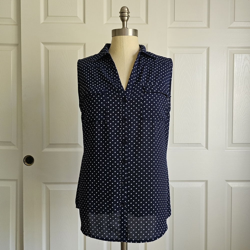 NY&Co Navy Polka Dot Star Blouse